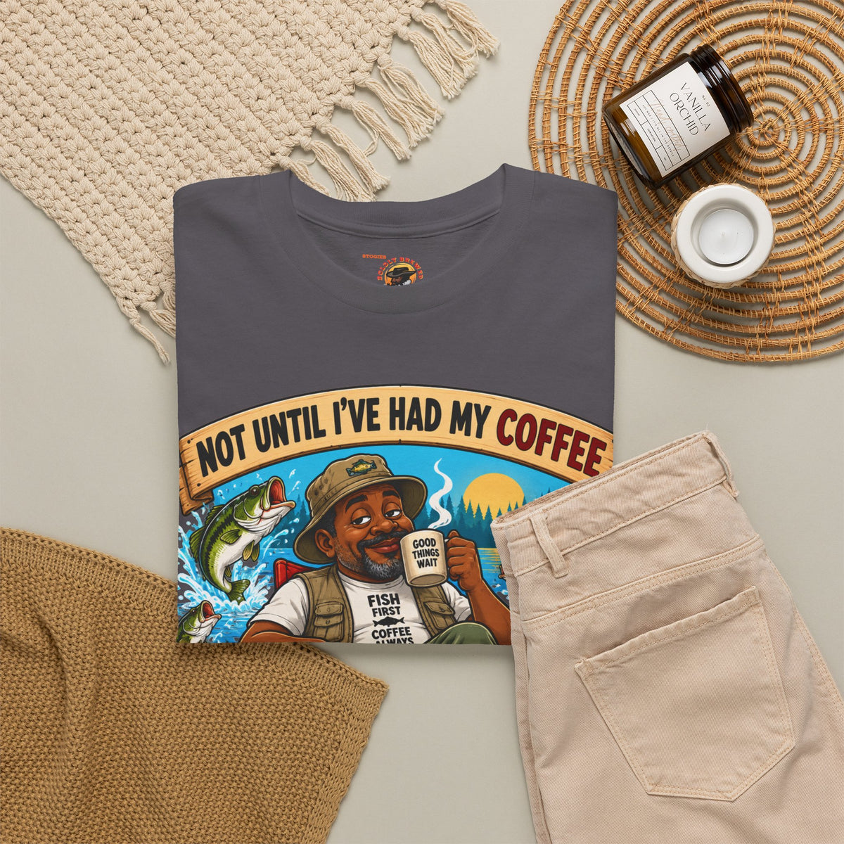 Not Until I’ve Had My Coffee T-Shirt – Funny Coffee Lover Camping Design