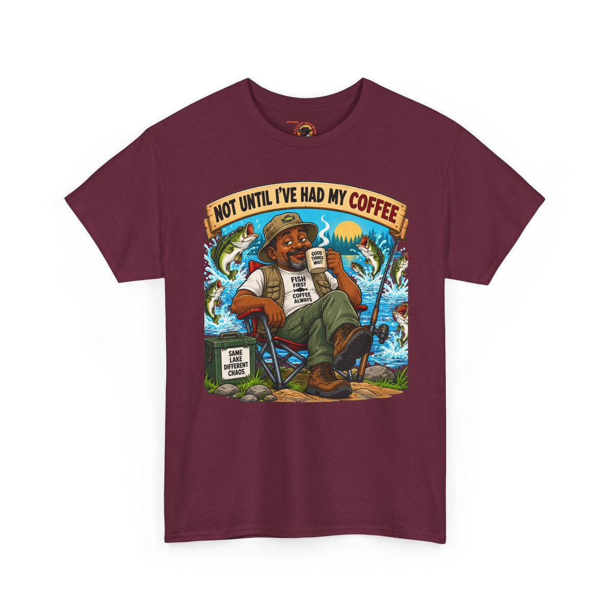 Not Until I’ve Had My Coffee T-Shirt – Funny Coffee Lover Camping Design