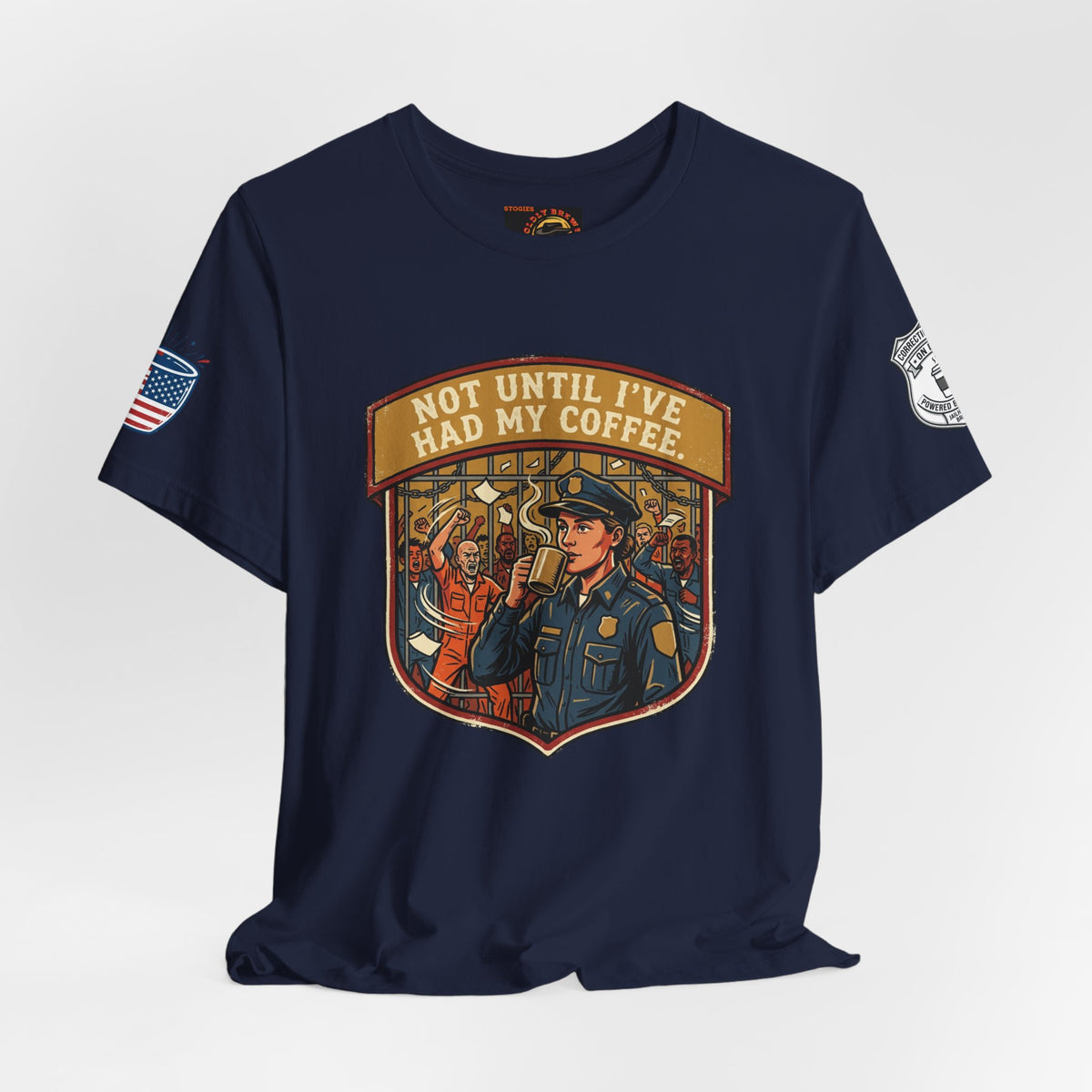 Not Until I've Had My Coffee Tee — Police Officer Commuter Coffee Graphic T-Shirt