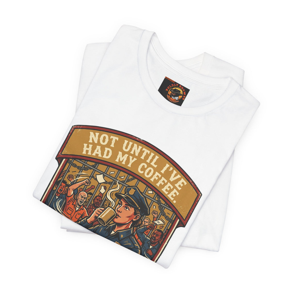 Not Until I've Had My Coffee Tee — Police Officer Commuter Coffee Graphic T-Shirt