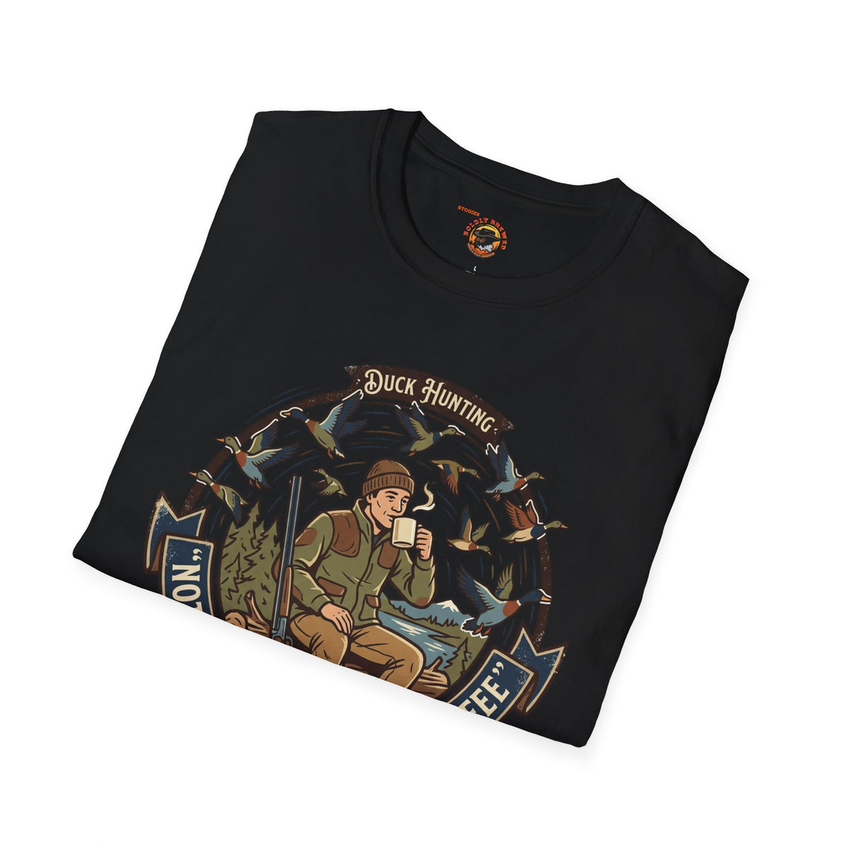 Hunting Coffee T-Shirt — "No Hunting Until I've Had My Coffee" Vintage Camper Design