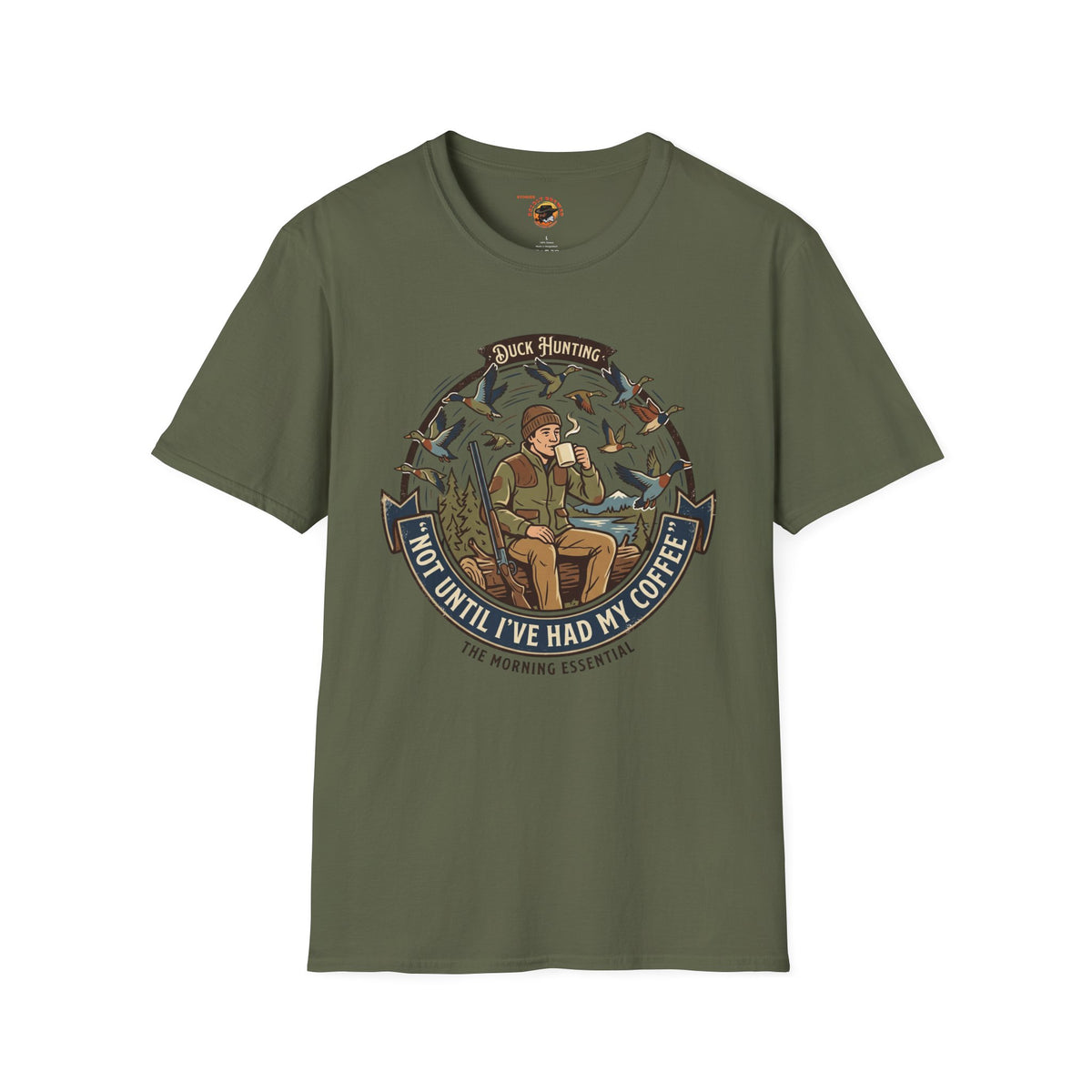 Hunting Coffee T-Shirt — "No Hunting Until I've Had My Coffee" Vintage Camper Design