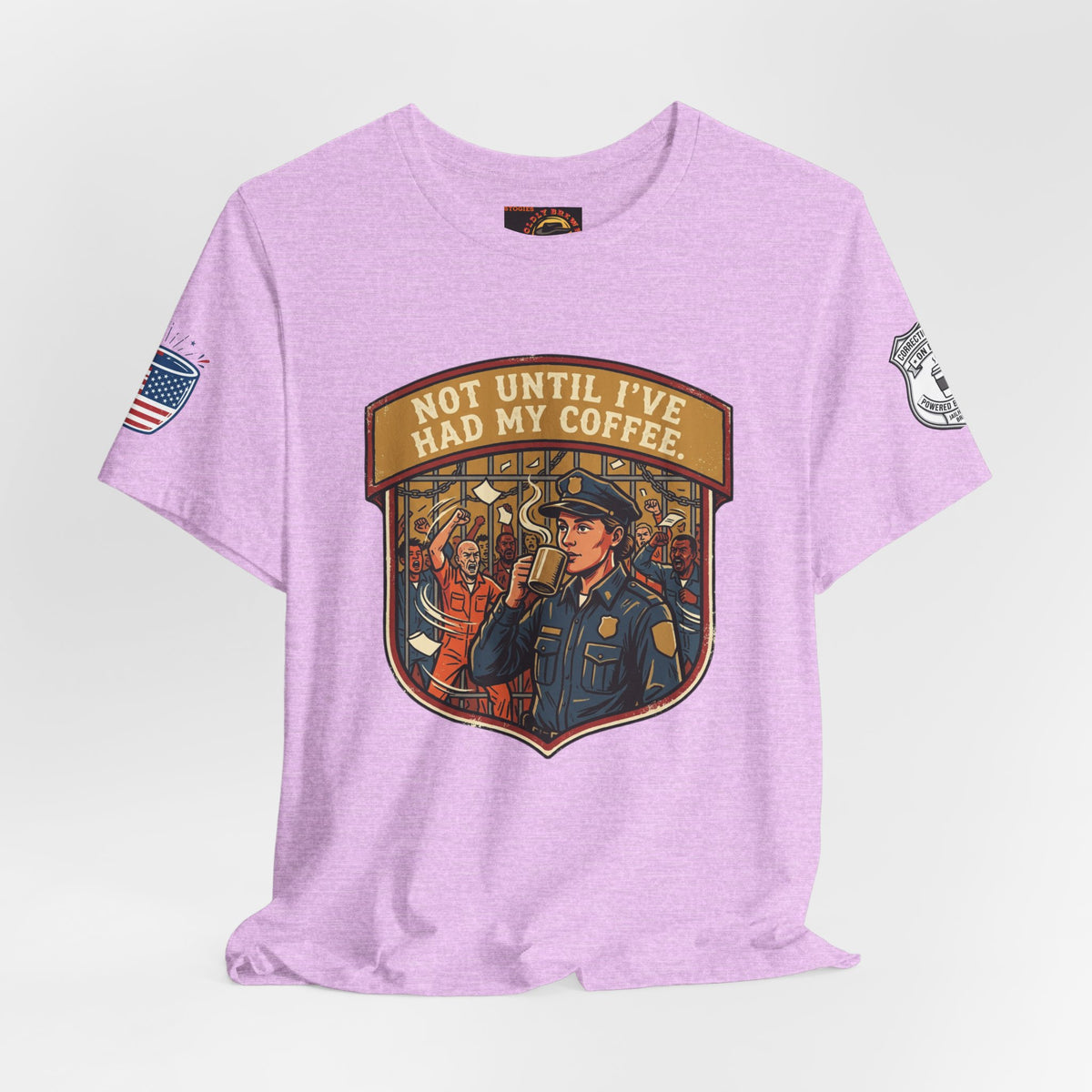 Not Until I've Had My Coffee Tee — Police Officer Commuter Coffee Graphic T-Shirt