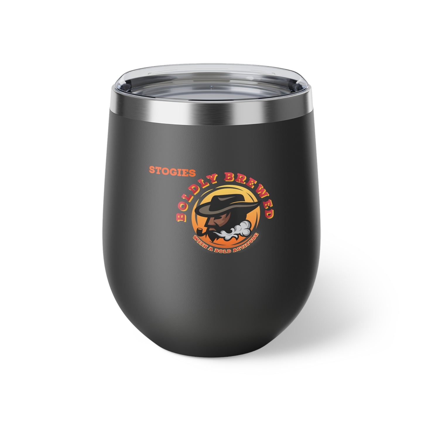 Copper Insulated Cup with Stogie Brewed Design, Wine Tumbler, Travel Mug, Coffee Cup, Outdoor Drinkware, Unique Gift