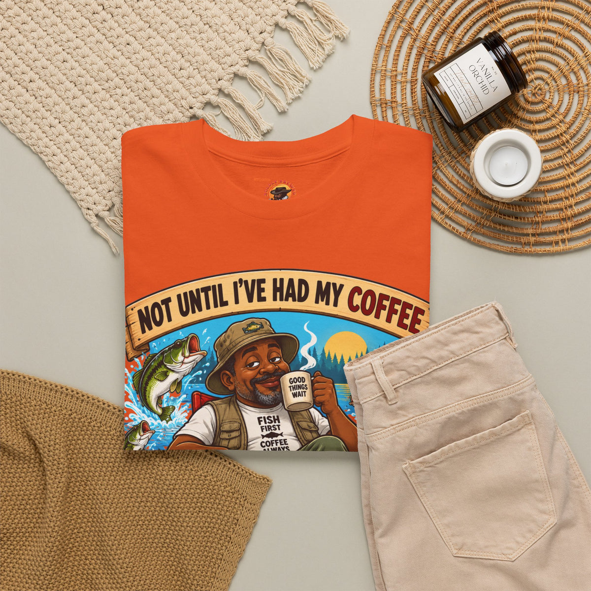 Not Until I’ve Had My Coffee T-Shirt – Funny Coffee Lover Camping Design