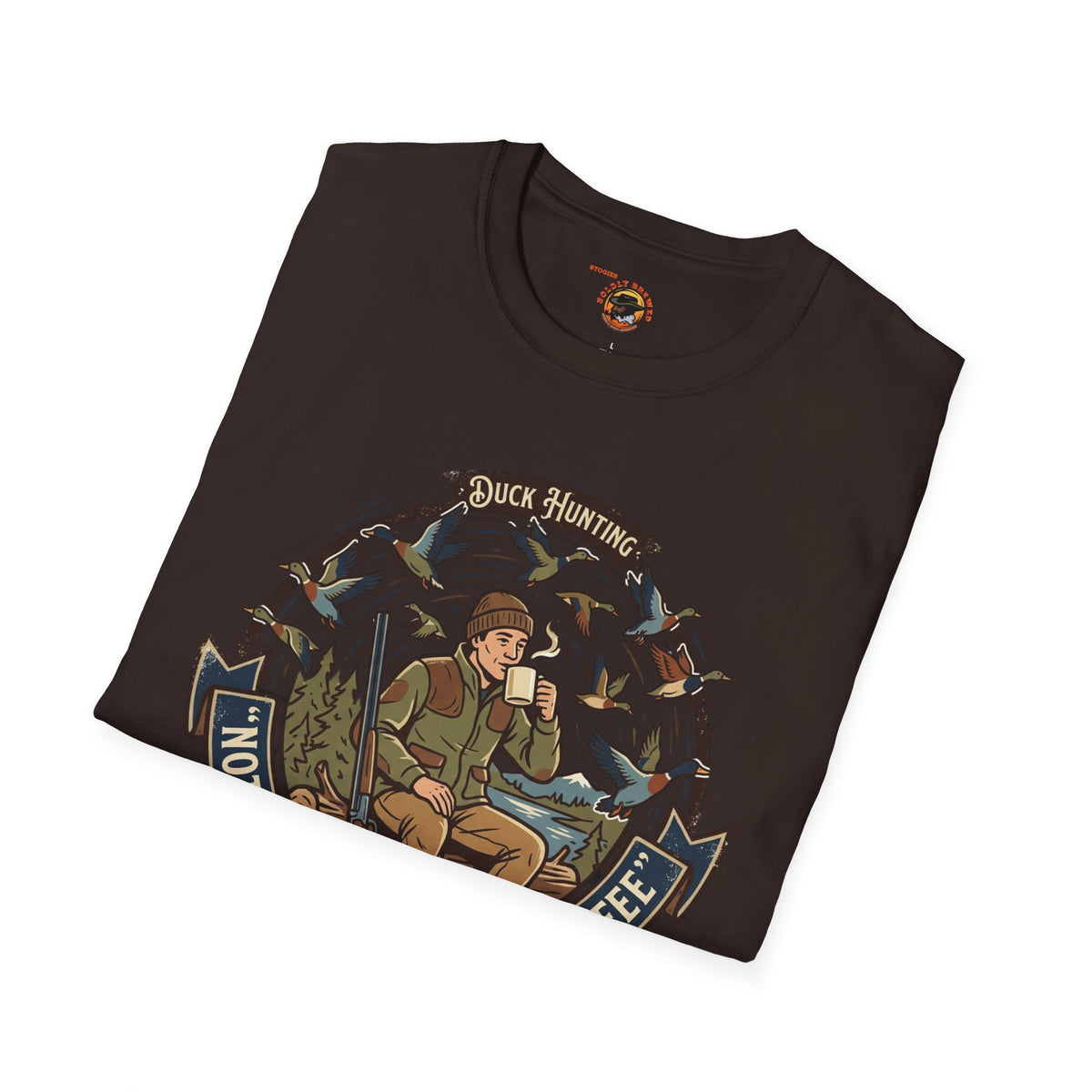 Hunting Coffee T-Shirt — "No Hunting Until I've Had My Coffee" Vintage Camper Design