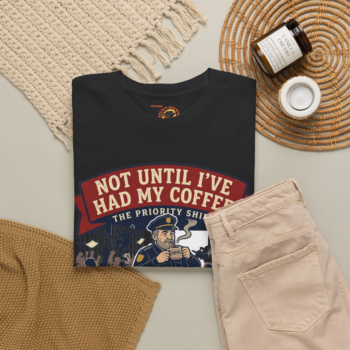 Not Until I’ve Had My Coffee T-Shirt — Funny Coffee Crew Tee for Coffee Lovers