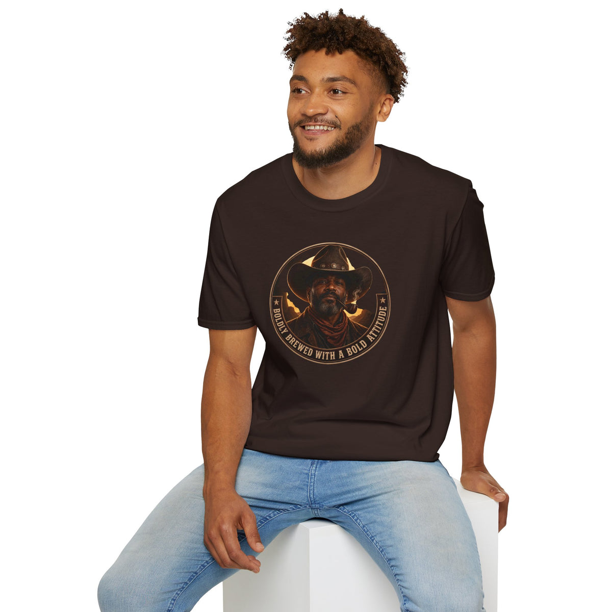 Cowboy Coffee-Inspired Graphic T-Shirt – “Brewed With a Bold Attitude”