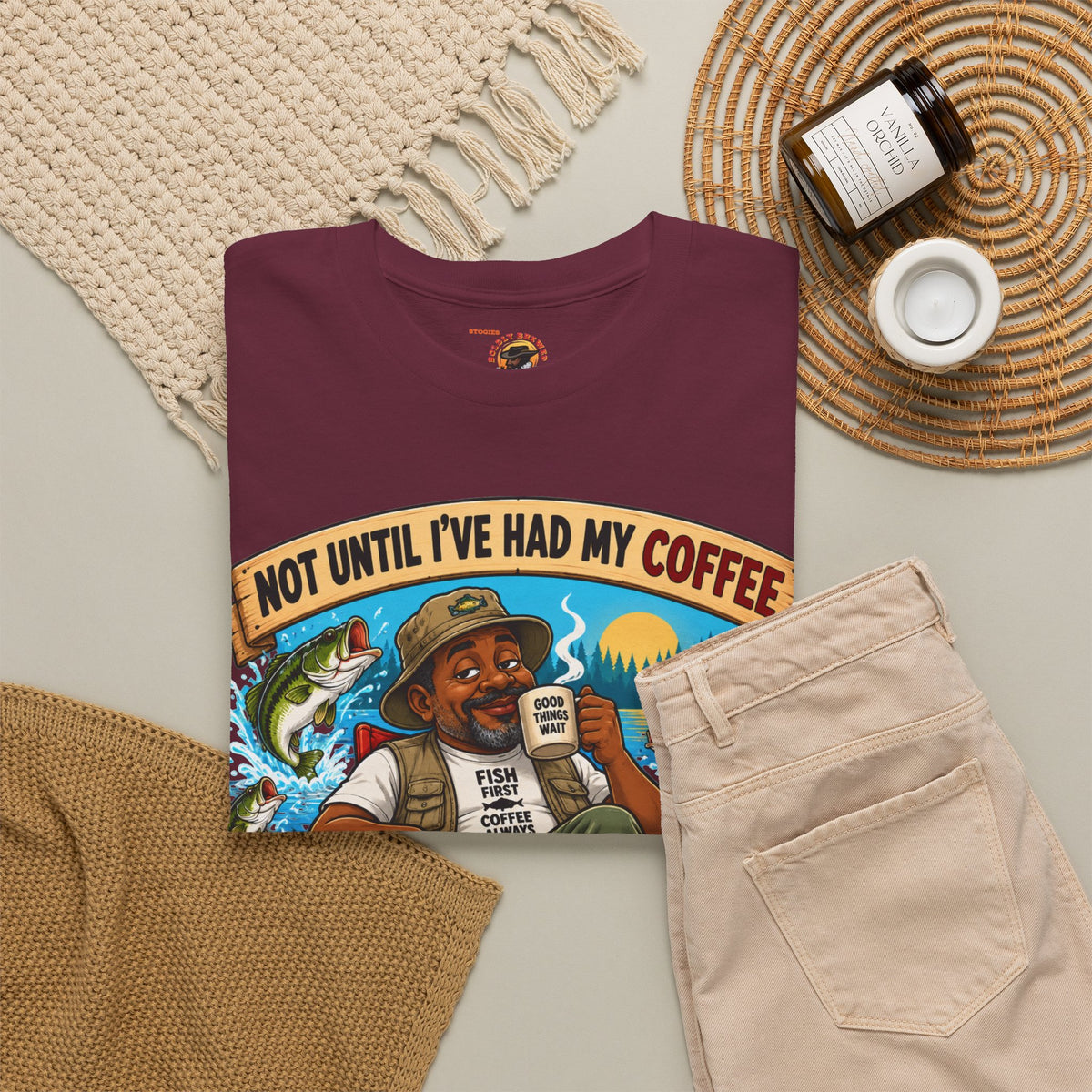 Not Until I’ve Had My Coffee T-Shirt – Funny Coffee Lover Camping Design