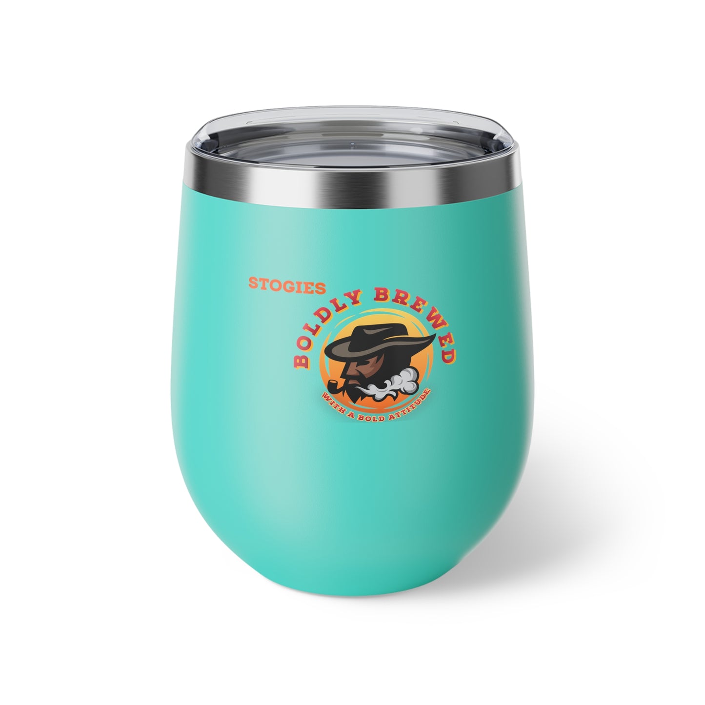 Copper Insulated Cup with Stogie Brewed Design, Wine Tumbler, Travel Mug, Coffee Cup, Outdoor Drinkware, Unique Gift