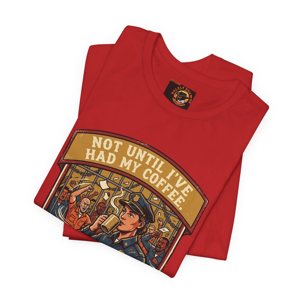 Not Until I've Had My Coffee Tee — Police Officer Commuter Coffee Graphic T-Shirt