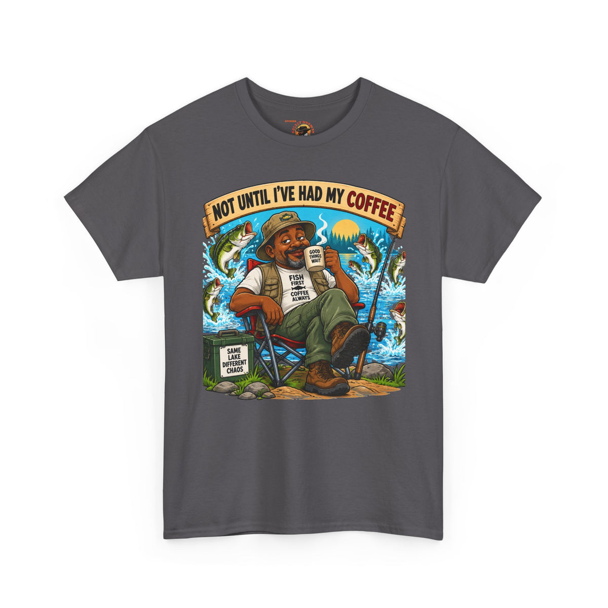 Not Until I’ve Had My Coffee T-Shirt – Funny Coffee Lover Camping Design