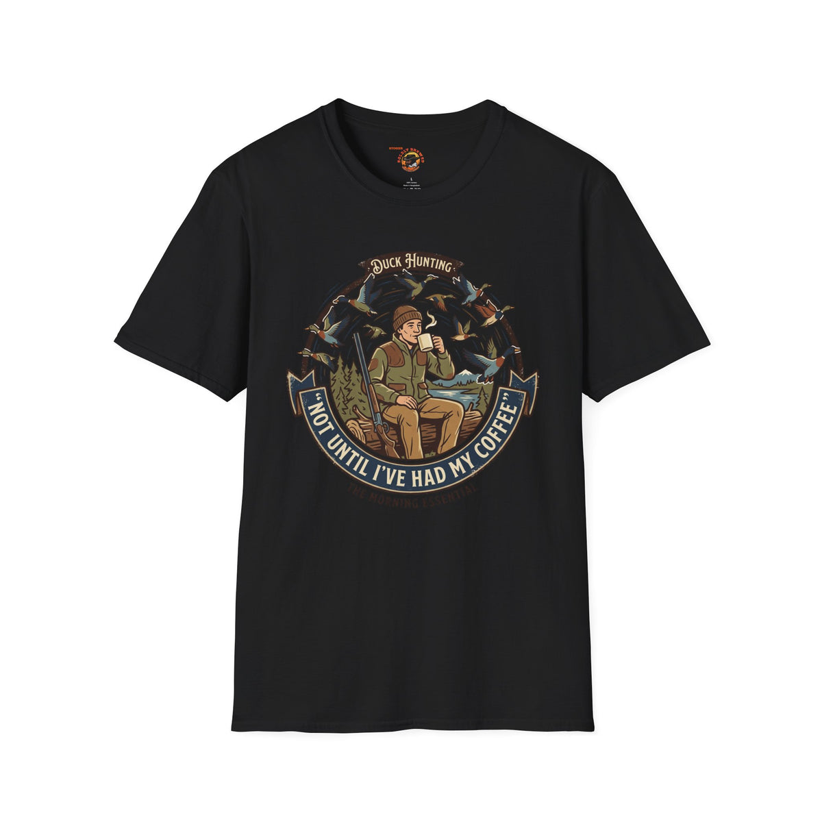 Hunting Coffee T-Shirt — "No Hunting Until I've Had My Coffee" Vintage Camper Design