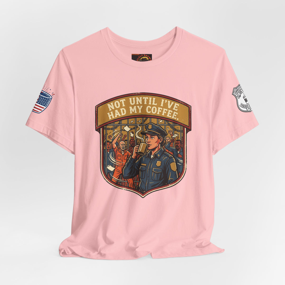 Not Until I've Had My Coffee Tee — Police Officer Commuter Coffee Graphic T-Shirt
