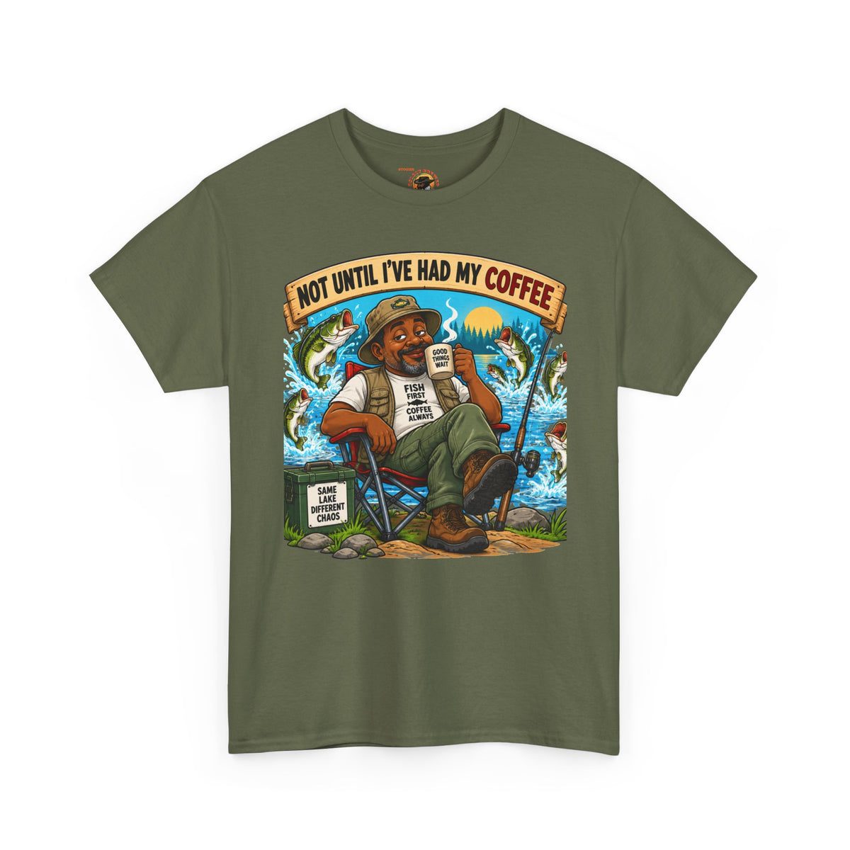Not Until I’ve Had My Coffee T-Shirt – Funny Coffee Lover Camping Design