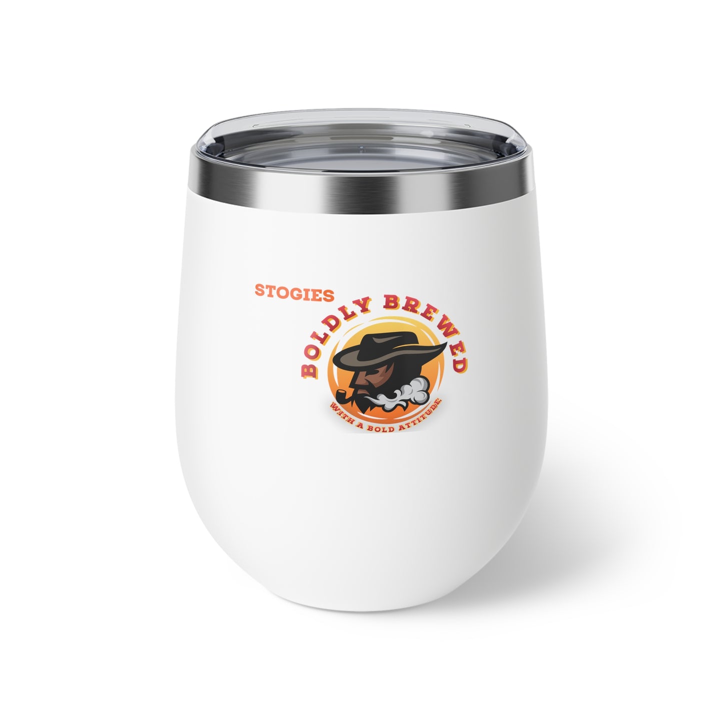 Copper Insulated Cup with Stogie Brewed Design, Wine Tumbler, Travel Mug, Coffee Cup, Outdoor Drinkware, Unique Gift