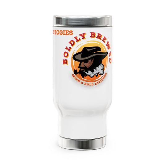 Boldly Brewed Stainless Steel Travel Mug - 14oz, Coffee Lover Gift, Camping Mug, Stogies Enthusiast Travel Cup, Bold Tea Mug, [...]