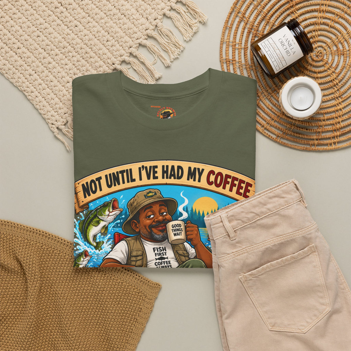 Not Until I’ve Had My Coffee T-Shirt – Funny Coffee Lover Camping Design