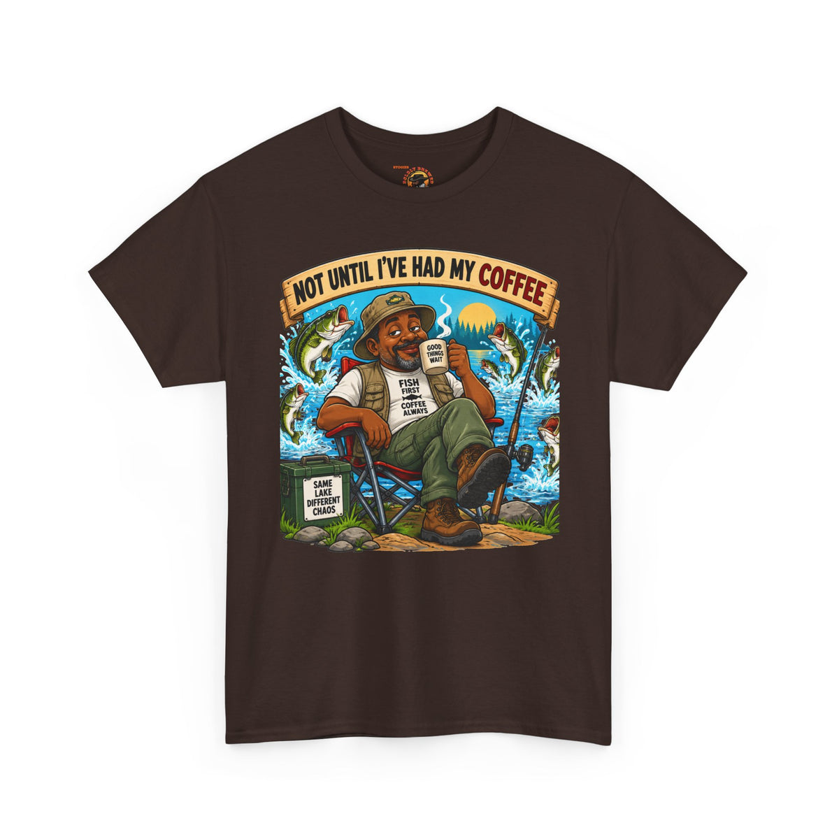 Not Until I’ve Had My Coffee T-Shirt – Funny Coffee Lover Camping Design