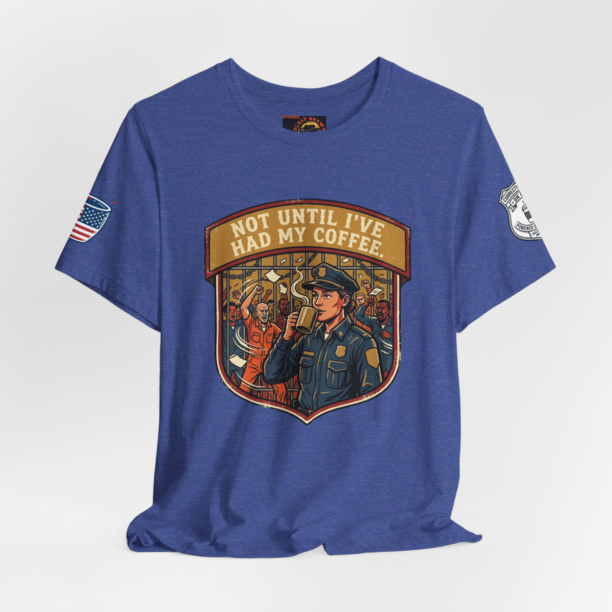 Not Until I've Had My Coffee Tee — Police Officer Commuter Coffee Graphic T-Shirt