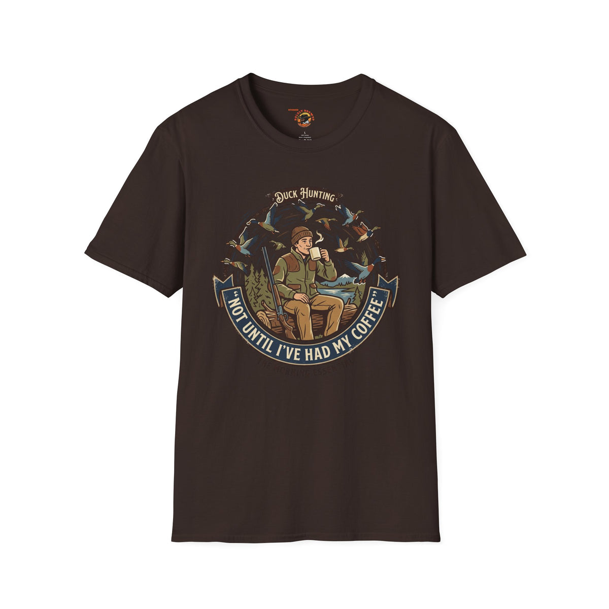 Hunting Coffee T-Shirt — "No Hunting Until I've Had My Coffee" Vintage Camper Design