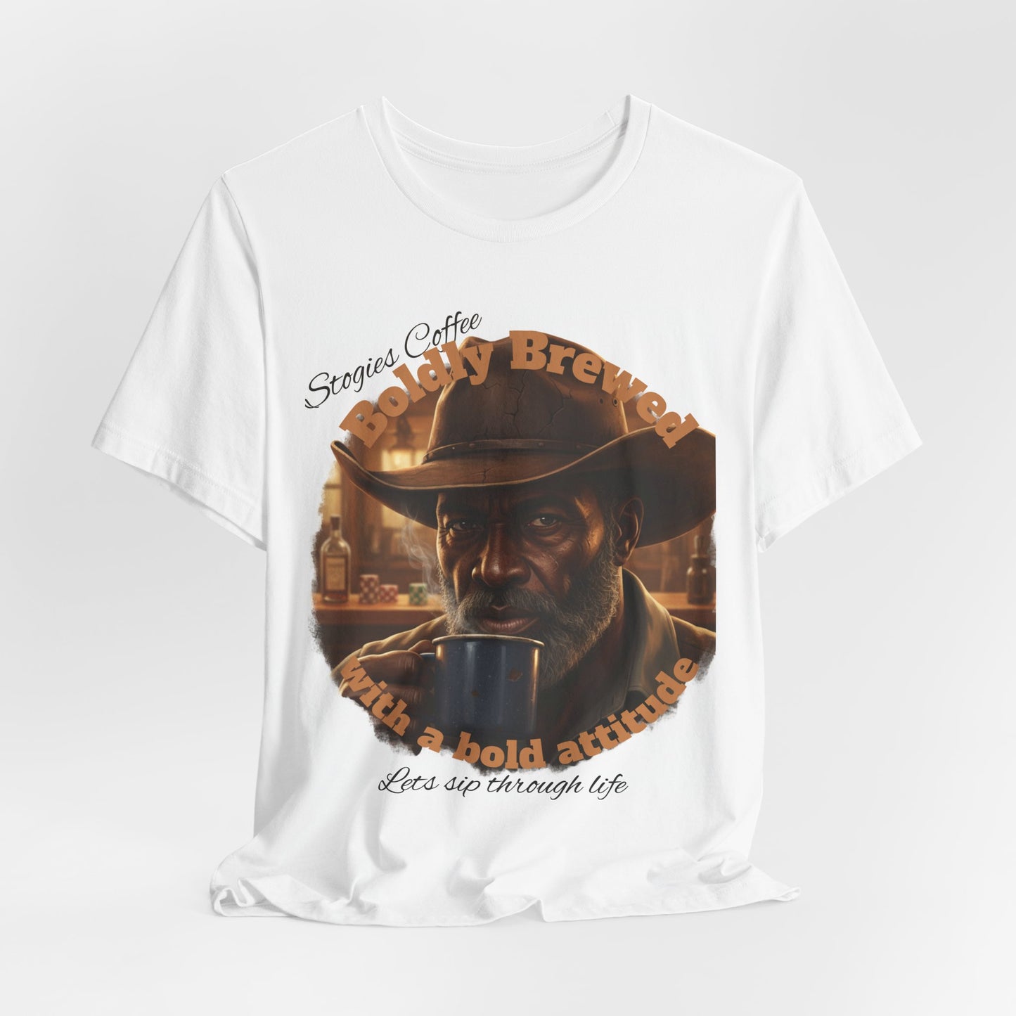 Bold Brew Coffee Tee — "Let's sip through life" Cowboy Coffee T-Shirt