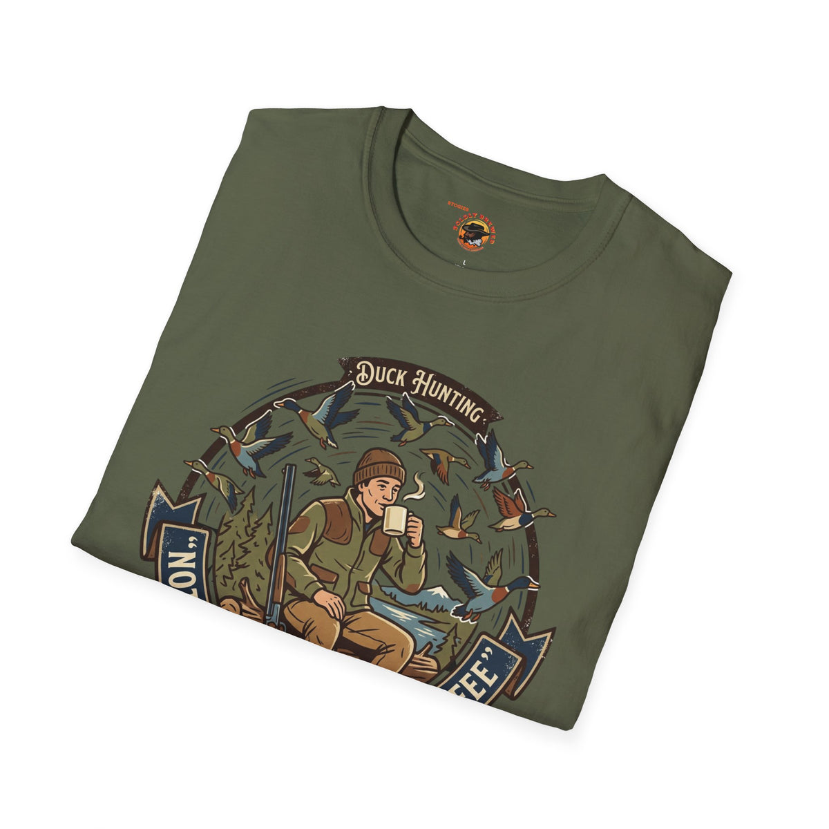 Hunting Coffee T-Shirt — "No Hunting Until I've Had My Coffee" Vintage Camper Design