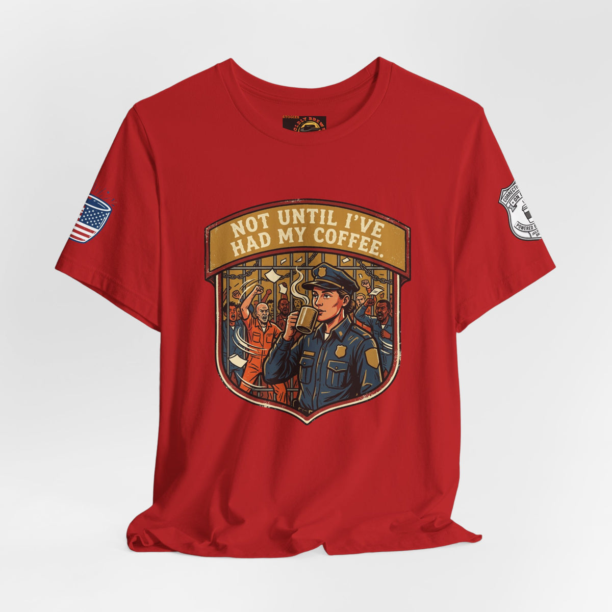 Not Until I've Had My Coffee Tee — Police Officer Commuter Coffee Graphic T-Shirt
